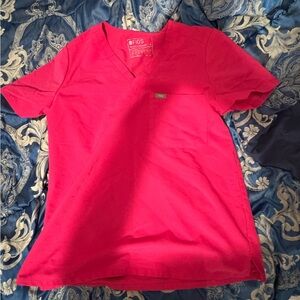 Figs Women's Pink V-Neck Tee